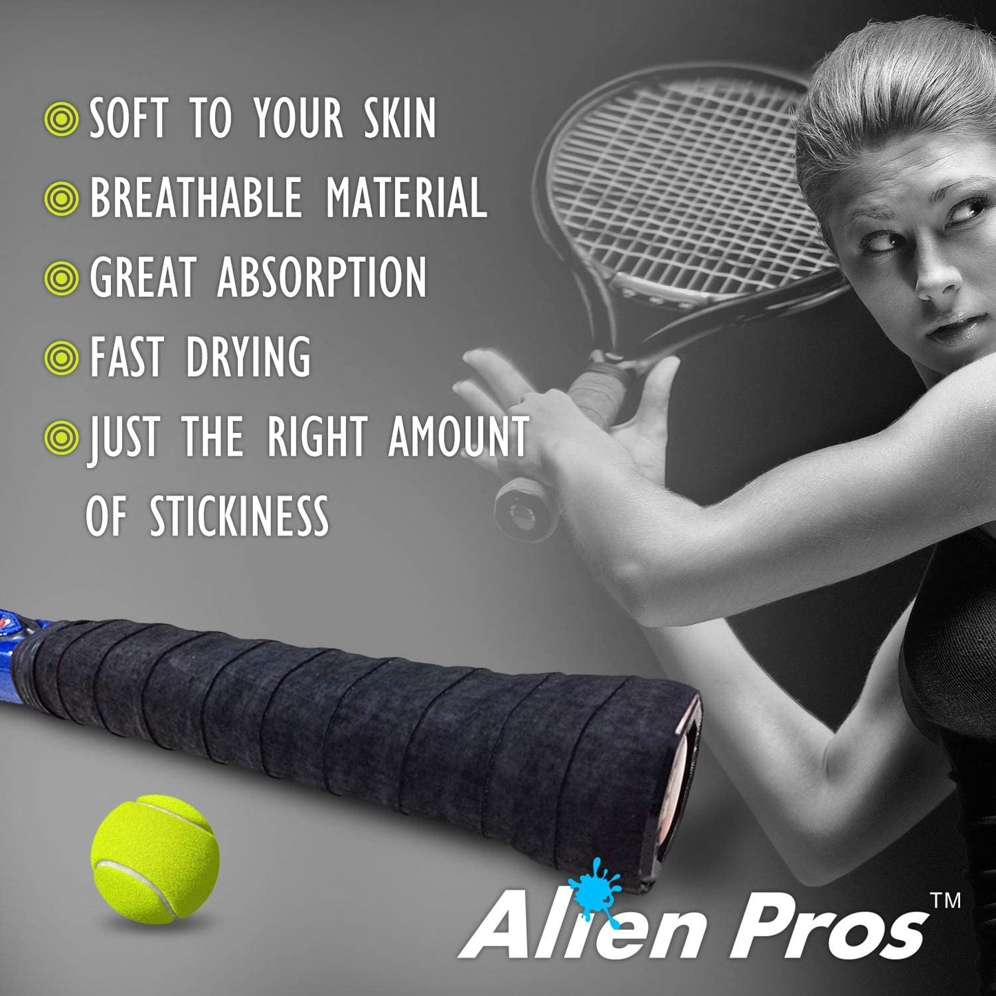 Tennis Racket Grip Tape - Precut and Dry Feel Tennis Grip - Tennis Overgrip Grip Tape Tennis Racket - Wrap Your Racquet for High Performance