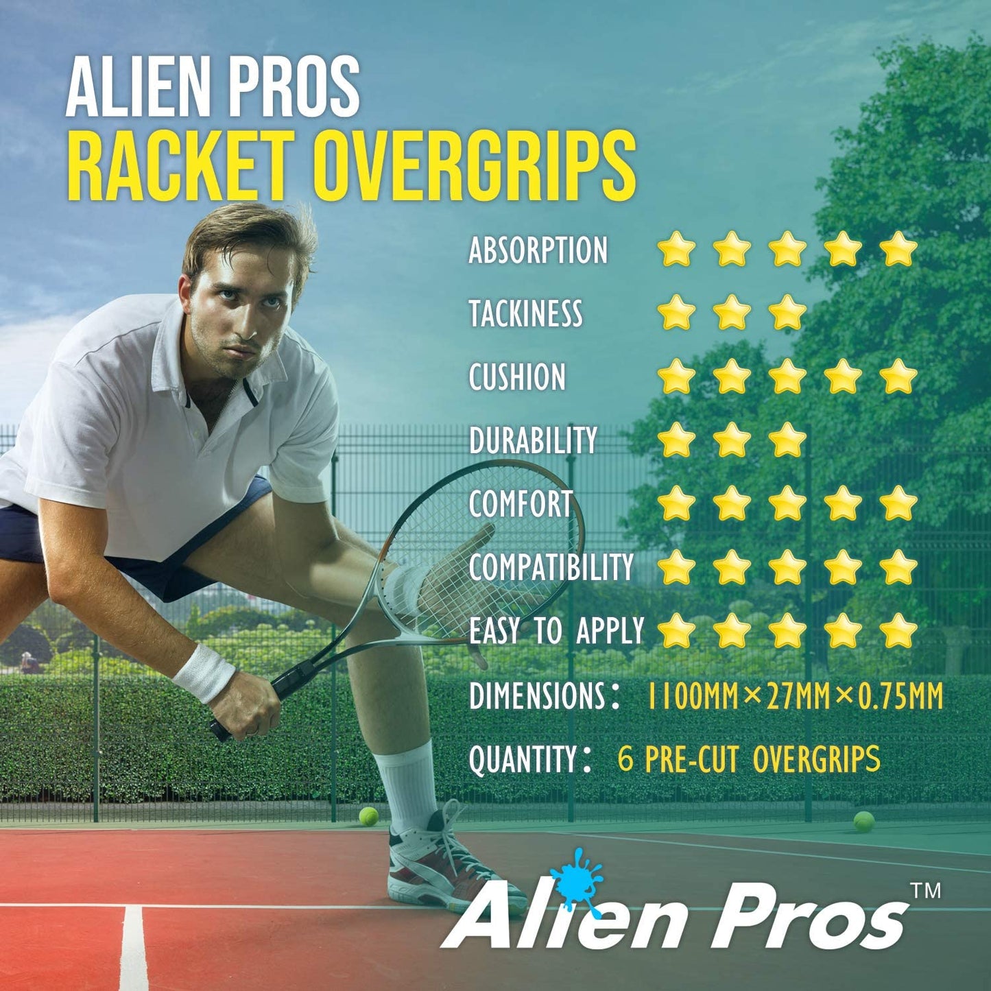 Tennis Racket Grip Tape - Precut and Dry Feel Tennis Grip - Tennis Overgrip Grip Tape Tennis Racket - Wrap Your Racquet for High Performance