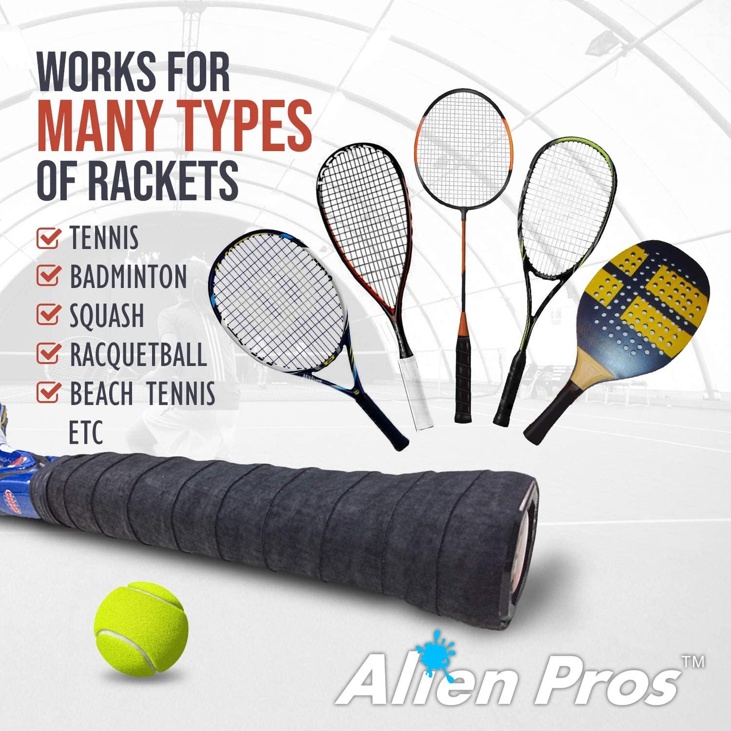Tennis Racket Grip Tape - Precut and Dry Feel Tennis Grip - Tennis Overgrip Grip Tape Tennis Racket - Wrap Your Racquet for High Performance