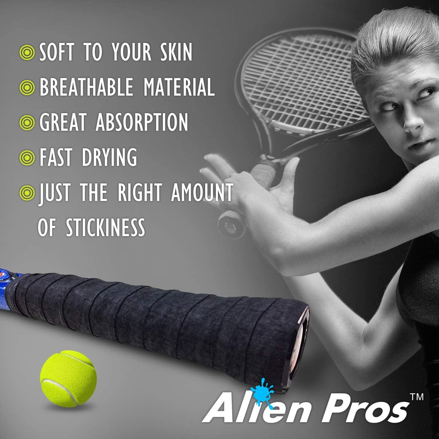 Tennis Racket Grip Tape - Precut and Dry Feel Tennis Grip - Tennis Overgrip Grip Tape Tennis Racket - Wrap Your Racquet for High Performance